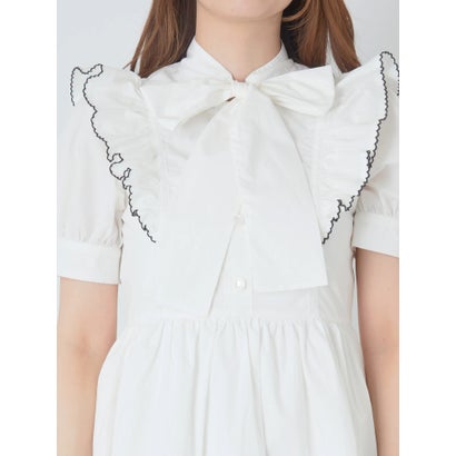 アンクルージュ Ank Rouge リボンタイパフワンピース オフホワイト Butlerchimneys Com