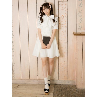 アンクルージュ Ank Rouge リボンタイパフワンピース オフホワイト Butlerchimneys Com