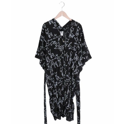 スカラー Scolar 小鹿柄シャツワンピース ブラック Personaldefensetraining Net