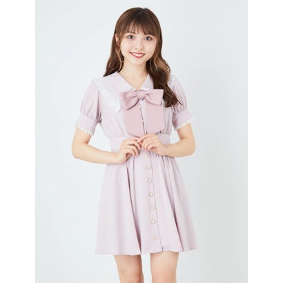 アンクルージュ Ank Rouge セーラーカラー前開きパフワンピース ピンク Psicologosancora Es
