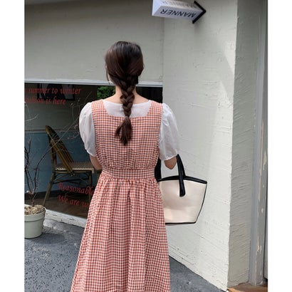 ジュエローブ Jewelobe ギンガムチェックノースリーブラップワンピース オレンジ septicin Com