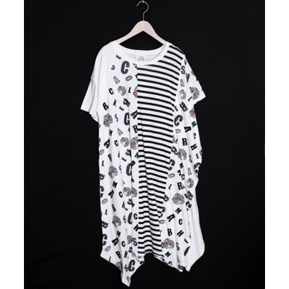 スカラー Scolar スカラーちゃんロゴ ボーダー切替ワンピース オフホワイト Rvcconst Com