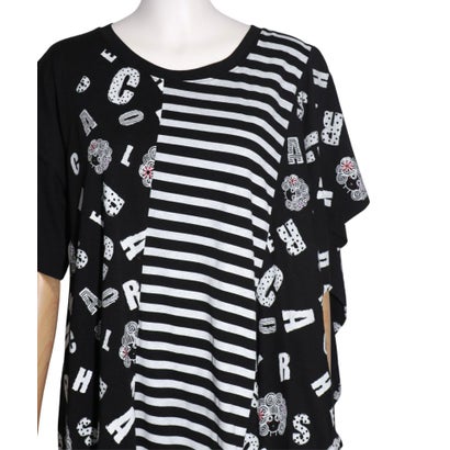 スカラー Scolar スカラーちゃんロゴ ボーダー切替ワンピース ブラック Sylvainpaley Cool