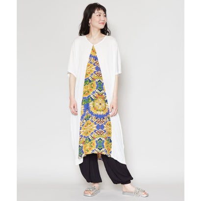 チャイハネ 無地 タイダイ風プリントワンピース ホワイト Andapt Com