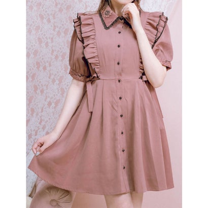 あす楽 ワンピース 交換 返品可能 ロジータ ロジータ Rojita レディースアパレル ワンピース ドレス ロコンド Rojita ロジータ Rojita 配色カラーラッフルシャツワンピース ピンクブラウン Locomall ロコンド公式ストア