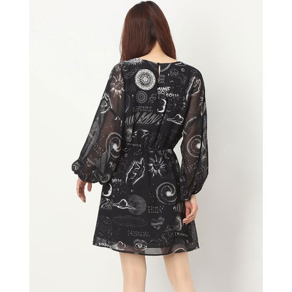 デシグアル Desigual 神秘的なプリントのレディースビスコースワンピース グレー ブラック Av Drop Com