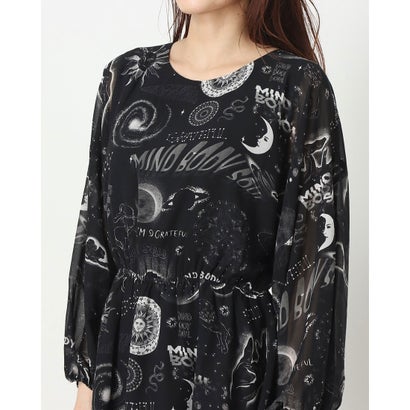 デシグアル Desigual 神秘的なプリントのレディースビスコースワンピース グレー ブラック Av Drop Com