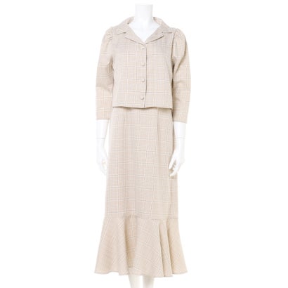 アラマンダ Allamanda 肩リボンキャミワンピース シャツジャケット ベージュ チェック Brocamarketing Com