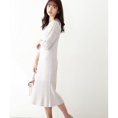 シアーボリュームスリーブニットワンピース グレージュ Sermus Es