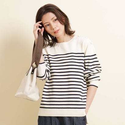 デッサン Dessin Xs Lサイズあり 洗える 肩釦ボーダーニット オフホワイト Novix Com