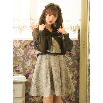 ロジータ Rojita ボウタイリボンツイードワンピース グレー Littlethaicafe Com