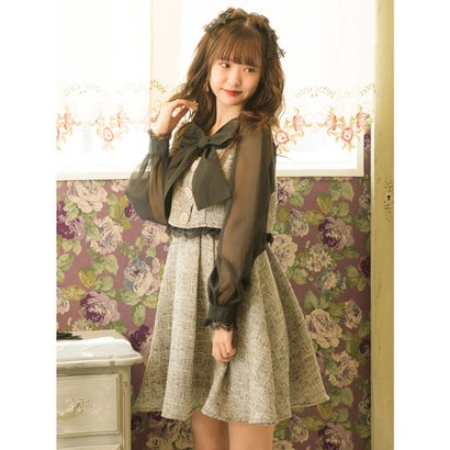 ロジータ Rojita ボウタイリボンツイードワンピース グレー Littlethaicafe Com