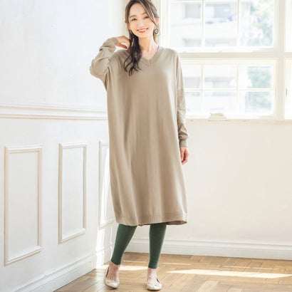 楽天市場 ヴィオラ エ ヴィオラ Viola E Viola 綿1００ Vネックゆったりワンピース カフェオレ Locomall ロコンド公式ストア