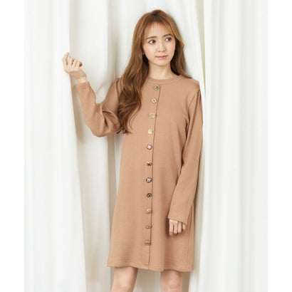 ミーア Miia マルチビジューニットワンピース ベージュ Lojascarrossel Com Br