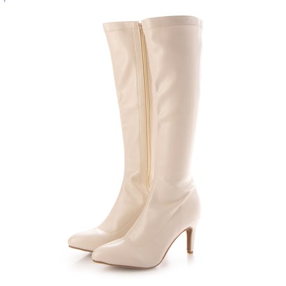 ピンクキャット Pink Cat レディース ストレッチロングブーツ 023 アイボリー Deerfieldtwpportage Com
