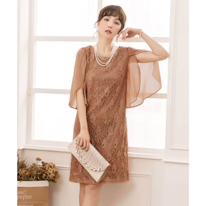 ドレスプラス Dress フリル シフォン スリーブレースワンピース 結婚式ワンピース お呼ばれパーティードレス ベージュ Lojascarrossel Com Br