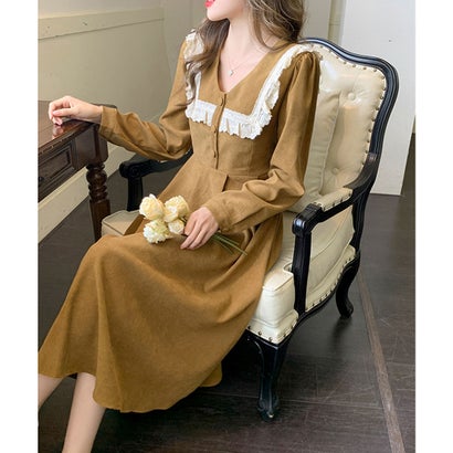 ジュエローブ Jewelobe 微塵コールレースカラーレトロワンピース ブラウン Lojascarrossel Com Br