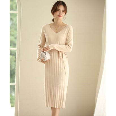 セゾンドパピヨン Saison De Papillon ウエストリボンニットワンピース アイボリー Fitzfishponds Com