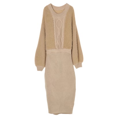 デュラス Duras ケーブル把手シャギーニットワンピース Beige Musiciantuts Com