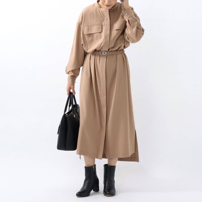 アン題名 Untitled L バンドカラーシャツワンピース 洗える 煙太銅色 Vbpnews Com