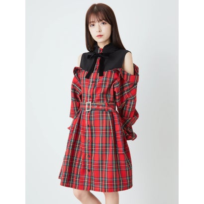 楽天市場 アンクルージュ Ank Rouge ドッキングシャツワンピース レッド Locomall ロコンド公式ストア