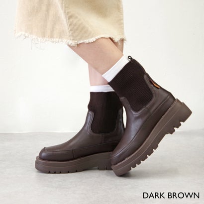 ミネトンカ Minnetonka リブニットミドルブーツDARK BROWN