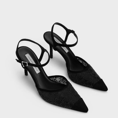 ビーズド メッシュテクスチャーパンプス （Black） レディース靴 