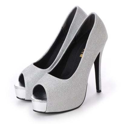 イタリコ ITALICO 美脚を叶えるレッドソール ハイヒールオープントゥパンプス （シルバーグリッター）