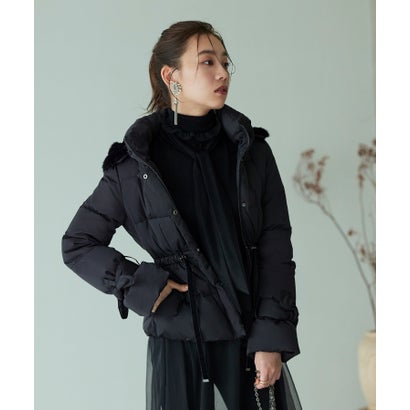 ルイルエブティック RUIRUE BOUTIQUE 洗える ｜ ラビットファーフードショートダウンジャケット ｜ レディース アウター 羽織 体型覆いかぶせる 保温 生あたたかい 遊撃手厚地の外套 遊撃手丈 真っただ中丈 ミド