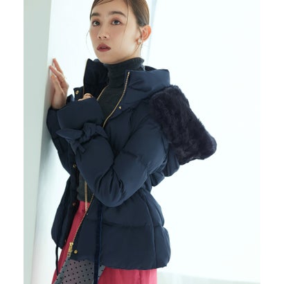 ルイルエブティック RUIRUE BOUTIQUE 洗える ｜ ラビットファーフードショートダウンジャケット ｜ レディース アウター 羽織 体型覆いかぶせる 保温 生あたたかい 遊撃手厚地の外套 遊撃手丈 真っただ中丈 ミド