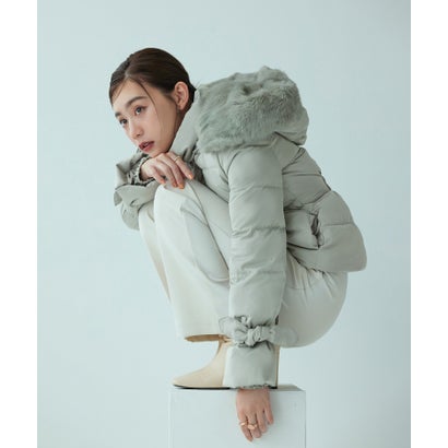 ルイルエブティック RUIRUE BOUTIQUE 洗える ｜ ラビットファーフードショートダウンジャケット ｜ レディース アウター 羽織 体型覆いかぶせる 保温 生あたたかい 遊撃手厚地の外套 遊撃手丈 真っただ中丈 ミド