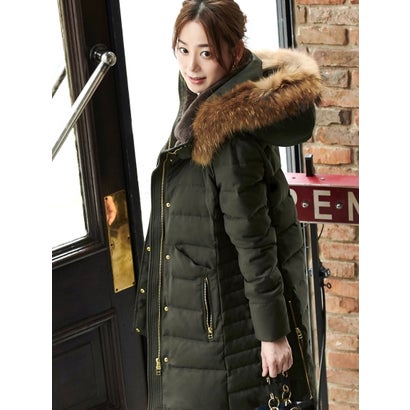 ルイルエブティック RUIRUE BOUTIQUE ラクーンファーサイドジップスリットダウンコート ｜ レディース アウター 羽織 体型覆いかぶせる 保温 生あたたかい ロング丈 ロング厚地の外套 落ち込む上衣 ラクー