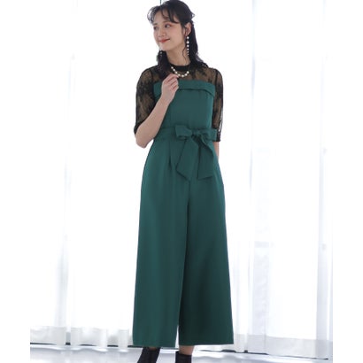 プールヴー PourVous ビスチェドレスフォーマル&ロング丈ワイドパンツオールインワン結婚式対応 ワンピース パンツドレス 20代 30代 40代 （ピーコックグリーン）