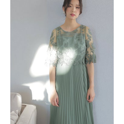 プールヴー PourVous 結婚式ワンピースドレスプリーツスカートロング&七分袖フォーマル パーティードレス 20代 30代 40代 （ライトカーキ）｜LOCOMALL（ロコンド公式ストア）