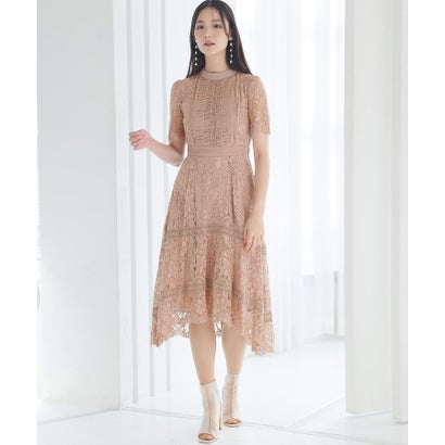 プールヴー PourVous ミモレ丈&七分袖フォーマルフィッシュテール大きいサイズ結婚式ワンピースドレス パーティードレス 20代 30代 40代 （ピンクベージュ）｜LOCOMALL（ロコンド公式ストア）