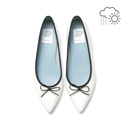 【雨水相応う】エマ フランシス Emma Francis フラットバレエシューズ （白いこと エナメル）