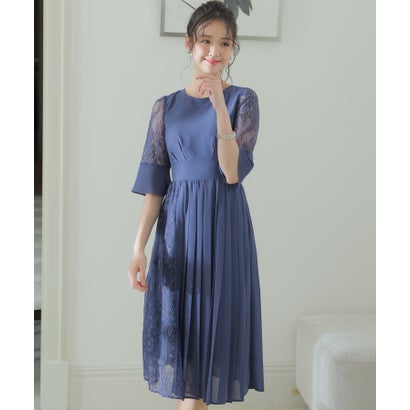 プールヴー PourVous 結婚式パーティードレスアシンメトリープリーツ七分袖&ミニ丈セレモニーフォーマル ワンピース 20代 30代 40代 （ネイビーブルー）｜LOCOMALL（ロコンド公式ストア）