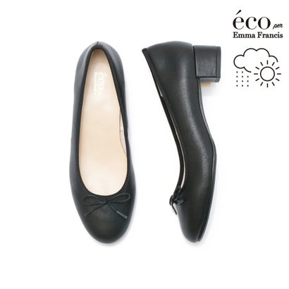 【アップルなめし革】【撥水】エマ フランシス Emma Francis 3糎踵 バレーシューズ （黒いこと アップルレザースムース）