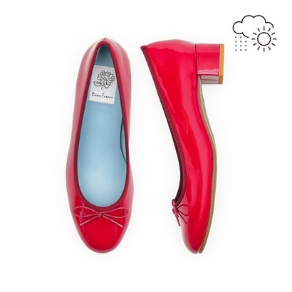 【レイン対応】エマ フランシス Emma Francis 3cmヒール バレエシューズ （レッド エナメル）