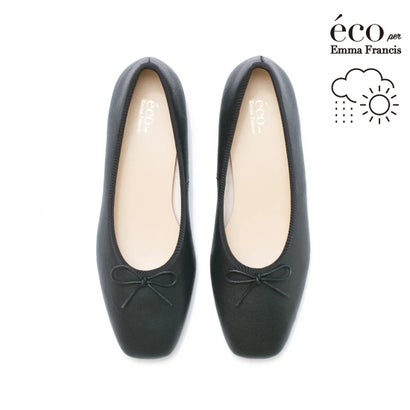 【アップルなめし革】【撥水】エマ フランシス Emma Francis 坦々たる バレーシューズ （黒いこと アップルレザースムース）