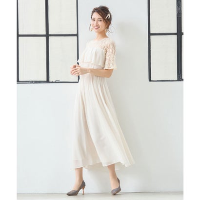 お召しもの足し加える DRESS+ 前胸部フラウンスのスピード競技お召しもの・御芽出度衣装・お呼ばれ寄りあいお召しもの （ベージュ）