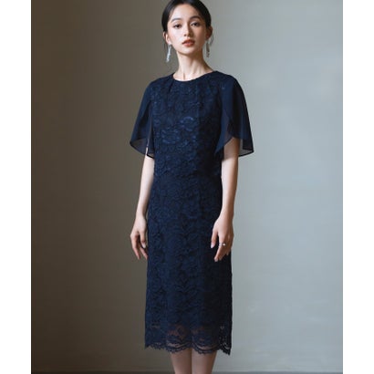御召しものつけ加える DRESS+ 華燭の典・お呼ばれ相応うセットアップ風デザインフリルスリーブレースパーティドレス （米国海軍）