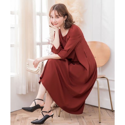 お召しもの足し加える DRESS+ 太陽フレアロング丈御芽出度衣装 （赤いこと）