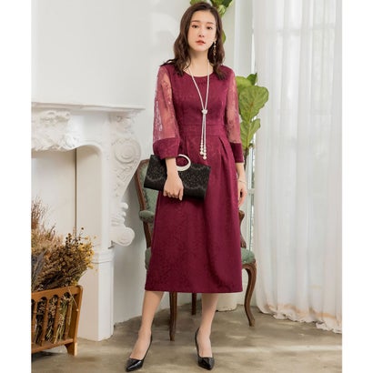 御召しもの足し加える DRESS+ ダマスク柄ミモレ丈御芽出度寄り合い御召しもの （ぶどう酒赤いこと）