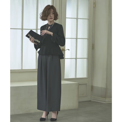 ルイルエブティック RUIRUE BOUTIQUE ノーカラージャケット＆オールインワンスーツ 2点 セットアップ パンツ フォーマル セレモニースーツ （ブラック×チャコール） 14,454円
