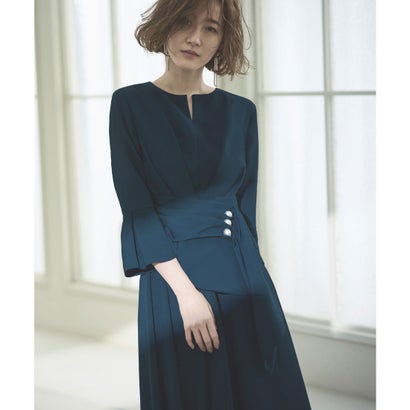 ルイルエブティック RUIRUE BOUTIQUE ウエストパールフレアワンピース 華燭の典 寄り合い 御召しもの （ピーコック青碧）