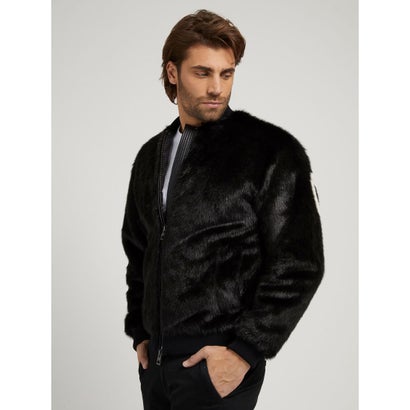 ゲス GUESS Oversize Faux-Fur Bomber Jacket （JBLK）