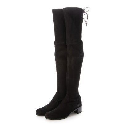 スチュアート ワイツマン STUART WEITZMAN MIDLAND スエードニーハイ 伸ばすことブーツ （BLACK SUEDE STR）