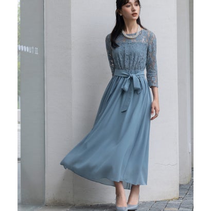 お召しもの足し加える DRESS+ お召しもの フォーマルワンピース フォーマルドレス 寄りあいお召しもの （青色薄墨色）