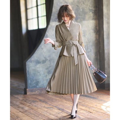 ルイルエブティック RUIRUE BOUTIQUE ドッキングプリーツワンピーススーツ フォーマル セレモニースーツ（ラテ）